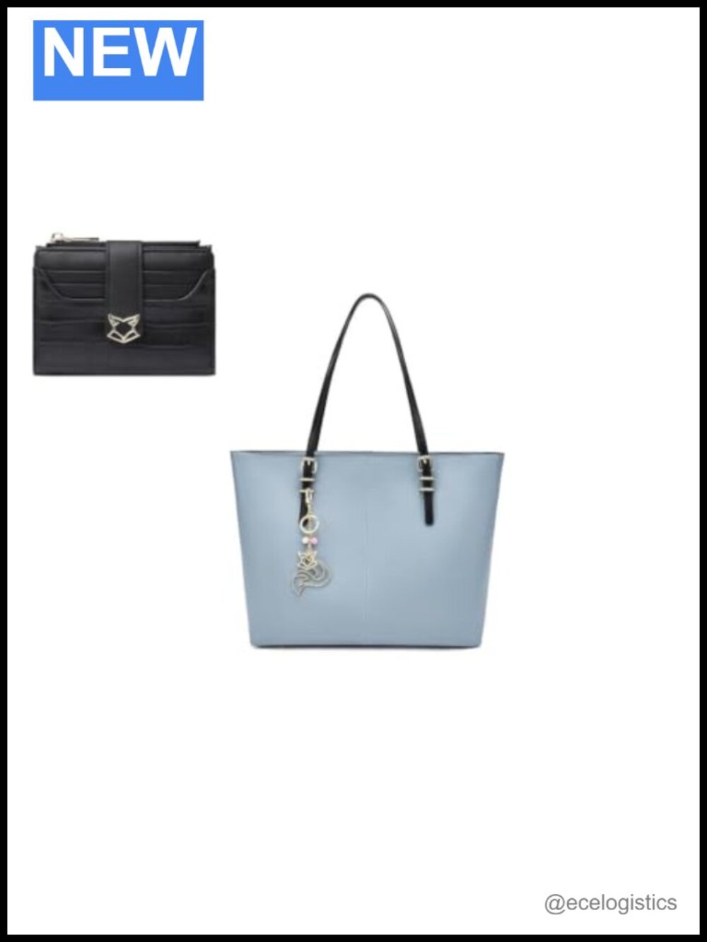 Genuine Leather Large Tote Handbag with Slim Wallet